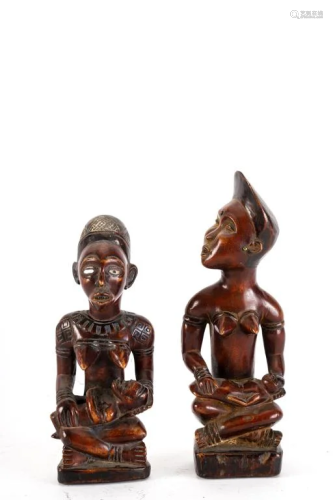 (2) MBOKO WELL CARVED MATERNITY FIGURINES