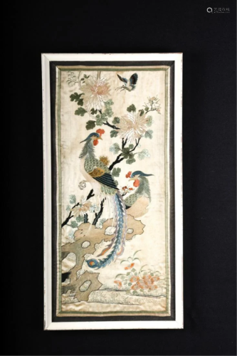 CHINESE SILK EMBROIDED PANEL