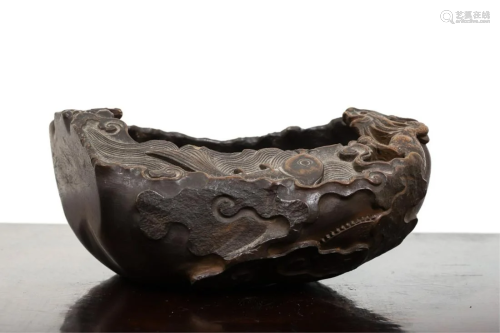 ASIAN BOWL with BRONZE PATINA CAST with D…