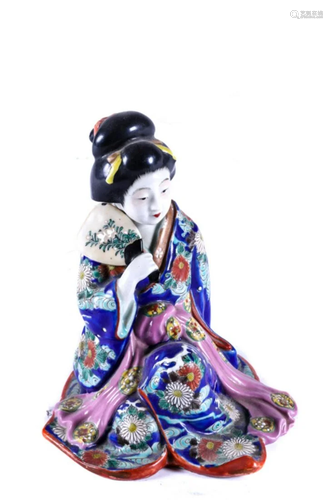 JAPANESE PORCELAIN GEISHA with FAN