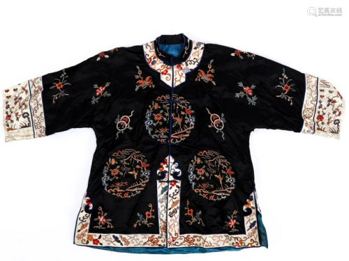 (19th c) CHINESE SILK EMBROIDERED CHILD'S ROBE