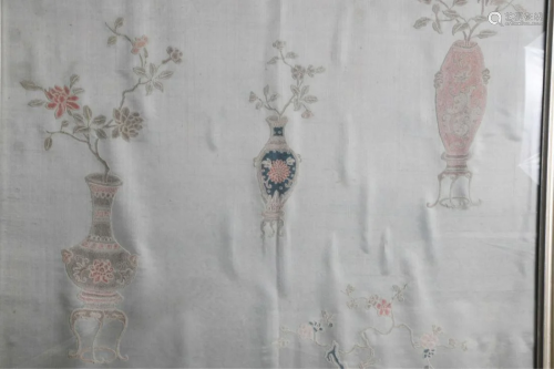 PAIR of (19th c) CHINESE SILK EMBROIDERIES