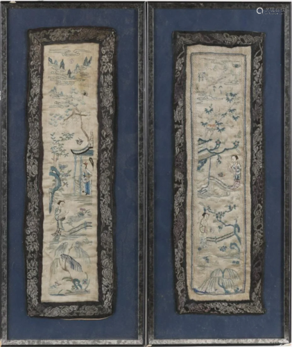 PAIR OF CHINESE EMBROIDERED PANELS