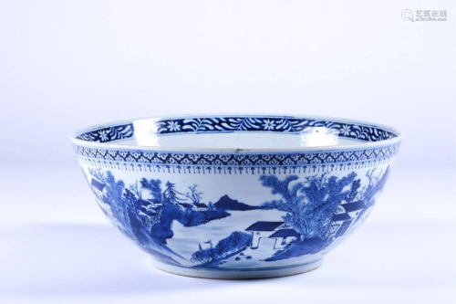 LARGE CHINESE CANTON PUNCH BOWL