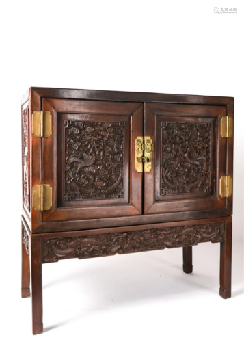 CHINESE CARVED HARDWOOD CABINET