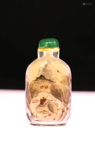 CHINESE REVERSE PAINTED SNUF BOTTLE SIGNED