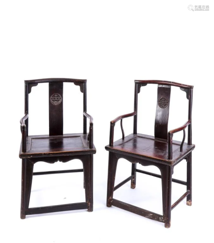 PAIR OF (19th c) CHINESE ARMCHAIRS