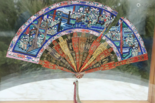 (19th c) HAND PAINTED CHINESE FAN
