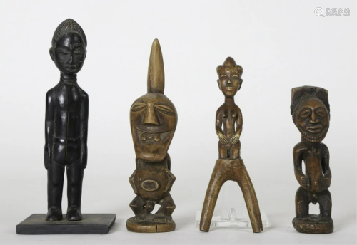 (4) AFRICAN WOOD CARVINGS (Mid 20th c)