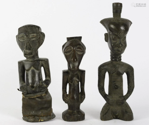 (3) CENTRAL AFRICAN CARVINGS OF WOMEN