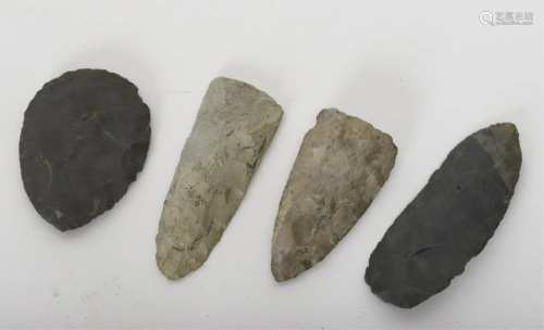 (4) NATIVE AMERICAN SPEAR POINTS & SCRAPERS