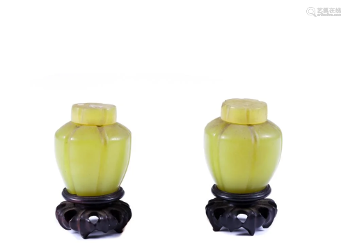 PAIR OF MINIATURE CHINESE HARD STONE VASES