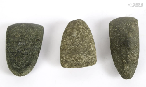 (3) WELL SHAPED HARD STONE NEOLITHIC TOOLS