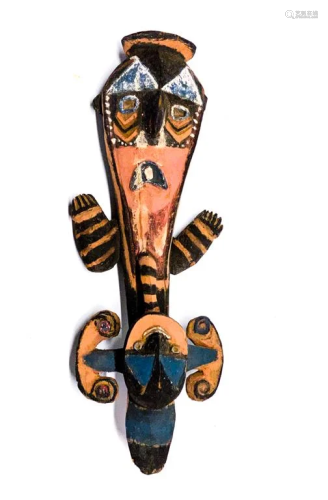 CARVED & VIBRANTLY PAINTED SEPIK RIVER DUAL FI…