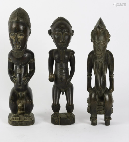 (3) WELL CARVED AFRICAN WOODEN FIGURES