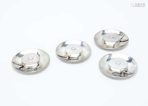 A set of four George V silver presentation Naval flat hats from Goldsmiths & Silversmiths, each