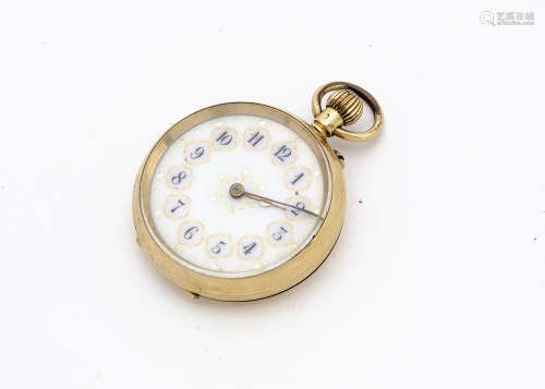 A late 19th Century 18ct gold continental lady's open face pocket watch, 32mm, 31.7g, some minor