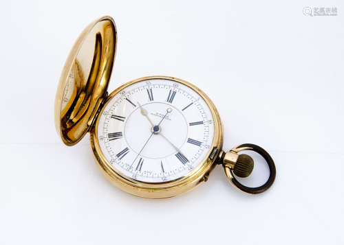 A late 19th Century 14ct gold continental full ***ter pocket watch, 50mm, 101g, appears to run well,