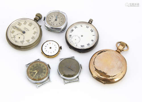 Three vintage pocket watches, AF, including a Services Army, a silver and a gold plated full ***ter,