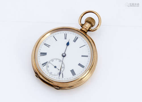 A George V 9ct gold open face pocket watch, 53mm case, hallmarked to dust and rear cover, 95.7g,