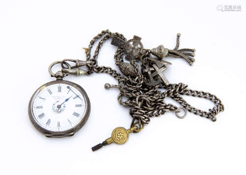 A 19th Century continental silver open face lady's pocket watch, painted dial marked Specially