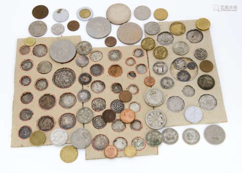 An interesting schoolboy collection of ancient and antique coins, along with other various coins,