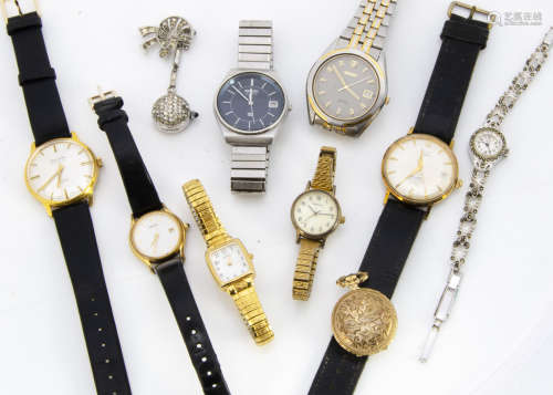 A collection of ten watches, including an Avia automatic and a Paul Jobin manual wind, both appear
