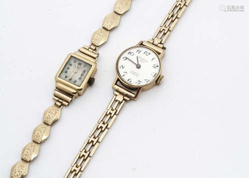 Two c1970s 9ct gold ladies wristwatches, one by Oriosa, the other from JW Benson, both on 9ct gold