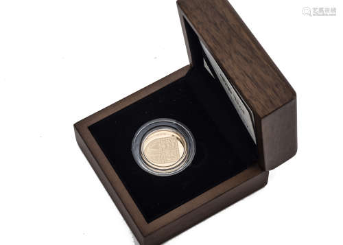 A modern Royal Mint gold £1 proof coin, in box with certificate for the 2009 UK Shield of the