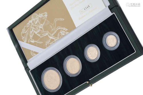 A modern Royal Mint United Kingdom Gold Proof Four Coin Sovereign Collection set, dated for 2004,