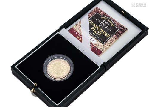 A modern Royal Mint UK £2 Gold Proof Coin, dated 2005, celebrating the 400th Anniversary of the