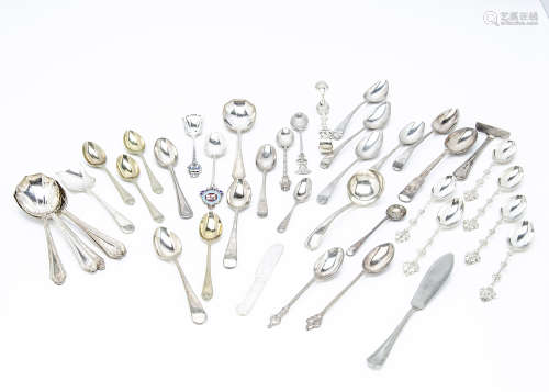 A collection of Georgian to 20th Century silver and silver plated tea and coffee spoons, together