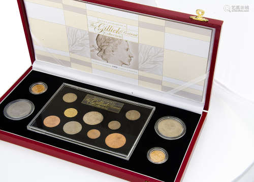 A Royal Mint Queen Elizabeth II The Gillick Portrait Collection coin set, in a fitted red case