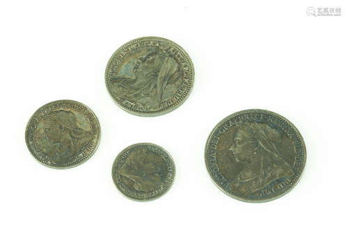 A Victorian four coin Maundy money coin set, 4p to 1p, EF, dated 1901