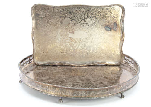 Two Edwardian silver plated trays, a large circular Viners example, 57cm, and a Sheffield plate