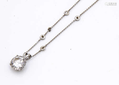 An 18ct gold diamond set necklace, the brilliant cuts in disc settings *****d with long oval