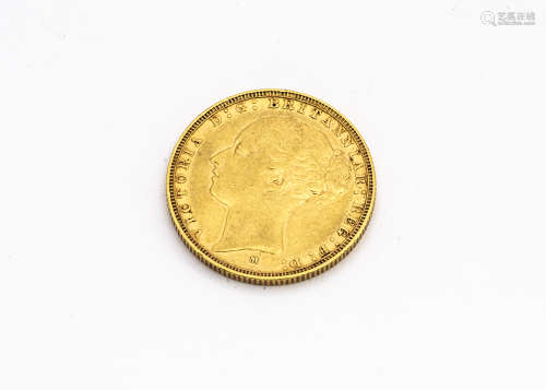 A Victorian full gold sovereign coin, dated 1884, VF