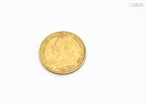 A Victorian full gold sovereign coin, dated 1894, VF