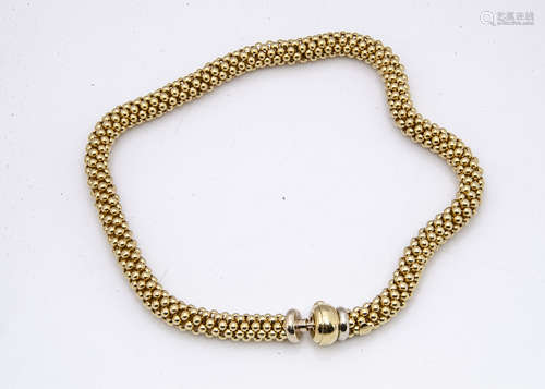 A continental 18ct gold Fope necklace, of cylindrical chain mail style links with bayonet and push