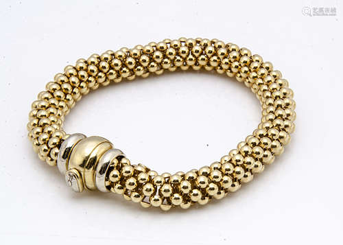 A continental 18ct yellow gold Fope bracelet, with bead chain metal links with a bayonet and slide