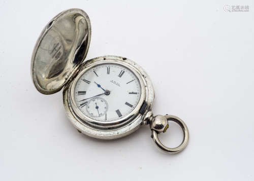 A large late 19th Century American silver full ***ter pocket watch from Waltham, 60mm, appears to