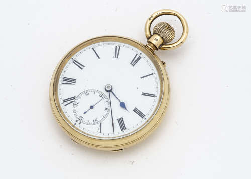 A late Victorian 18ct gold open faced pocket watch from Thompson & Vine, 49mm, appears to run