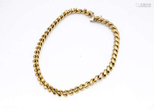 An 18ct gold continental stylised rope twist necklace, 41cm, 63g