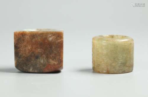 2 Chinese jade archer rings, possibly 19th c.