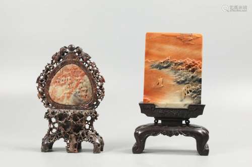 2 Chinese soapstone carvings, possibly Republican period