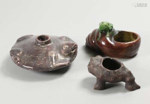 3 Chinese porcelain water pots, possibly 19th c.