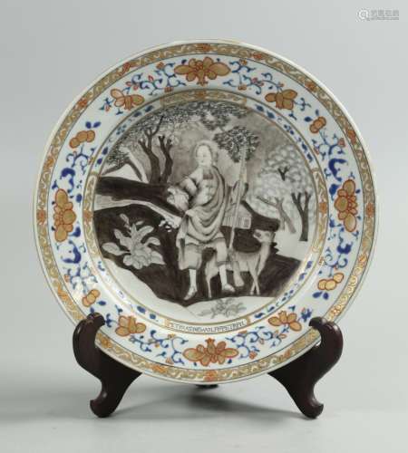 Chinese export porcelain portrait plate, possibly 18th c.
