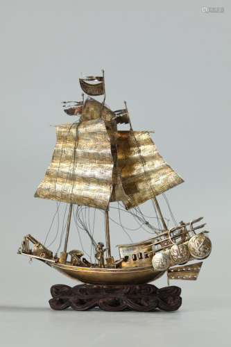 Chinese silver boat, possibly 19th c.