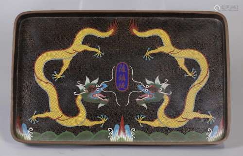 Chinese cloisonne opium tray, possibly 19th c.