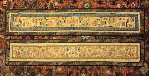 2 Chinese embroidered panels, possibly 19th c.